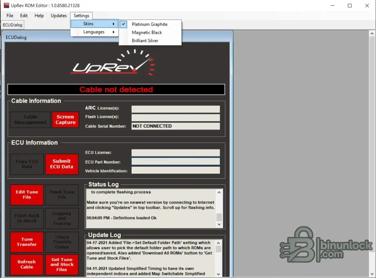 UpRev ROM Editor Nissan Infiniti Tuning 0.8580.21328 screenshot