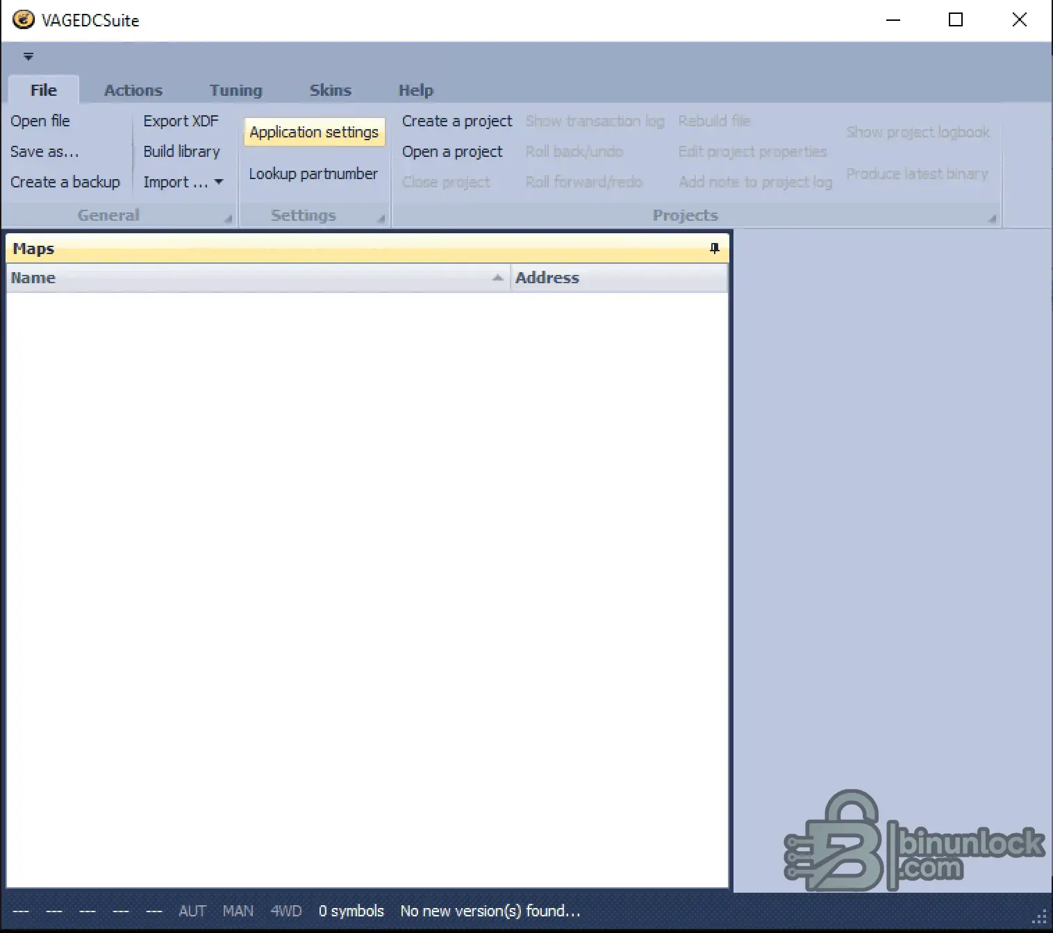 VAGEDCSuite settings screen
