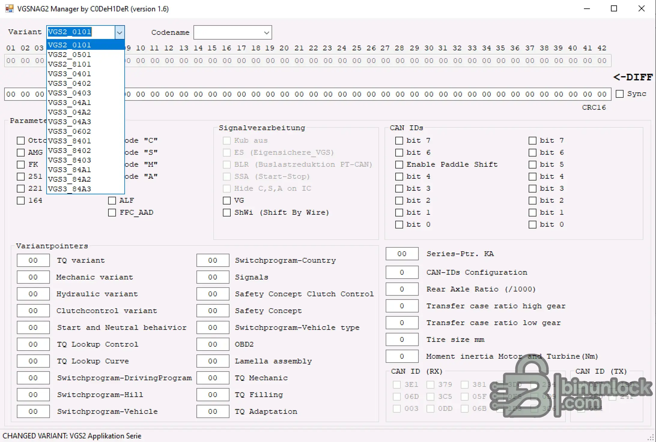 VGSNAG2 Manager v1.6 interface screenshot