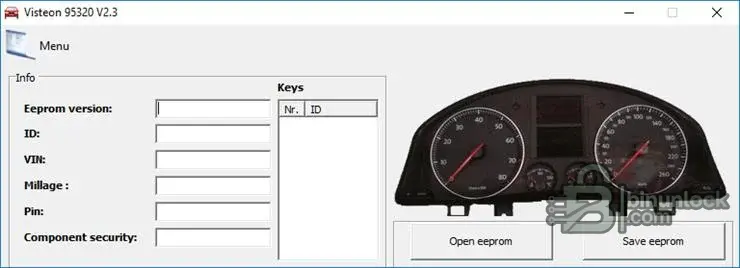 Visteon Dashboard EEPROM interface screenshot