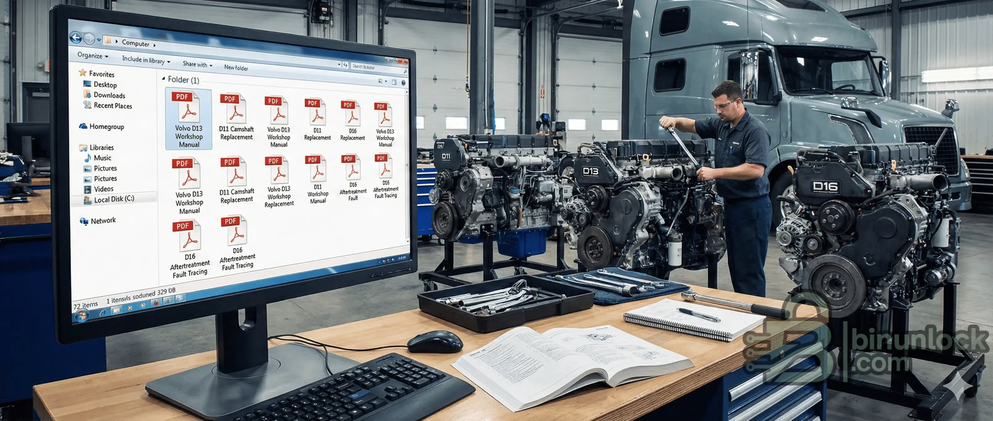Volvo D11 D13 D16 Engine Service workshop screen