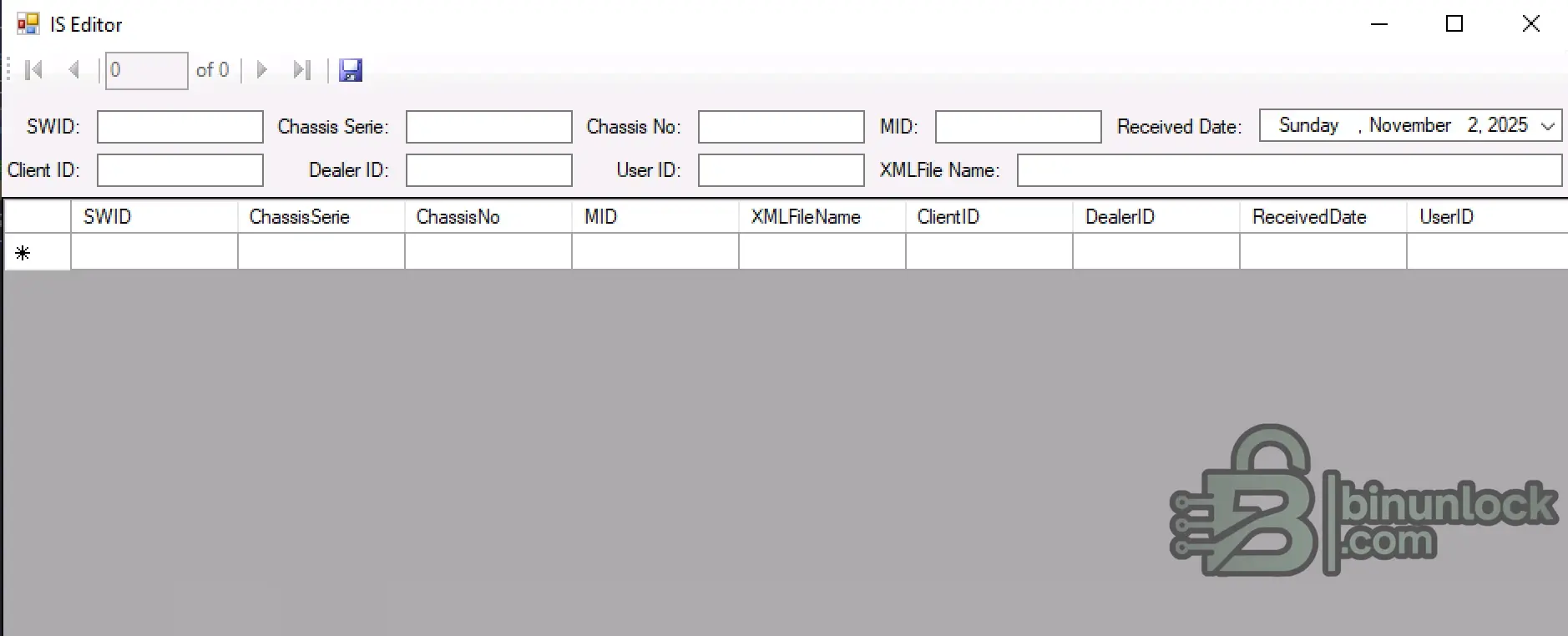Volvo IS Files editor screen