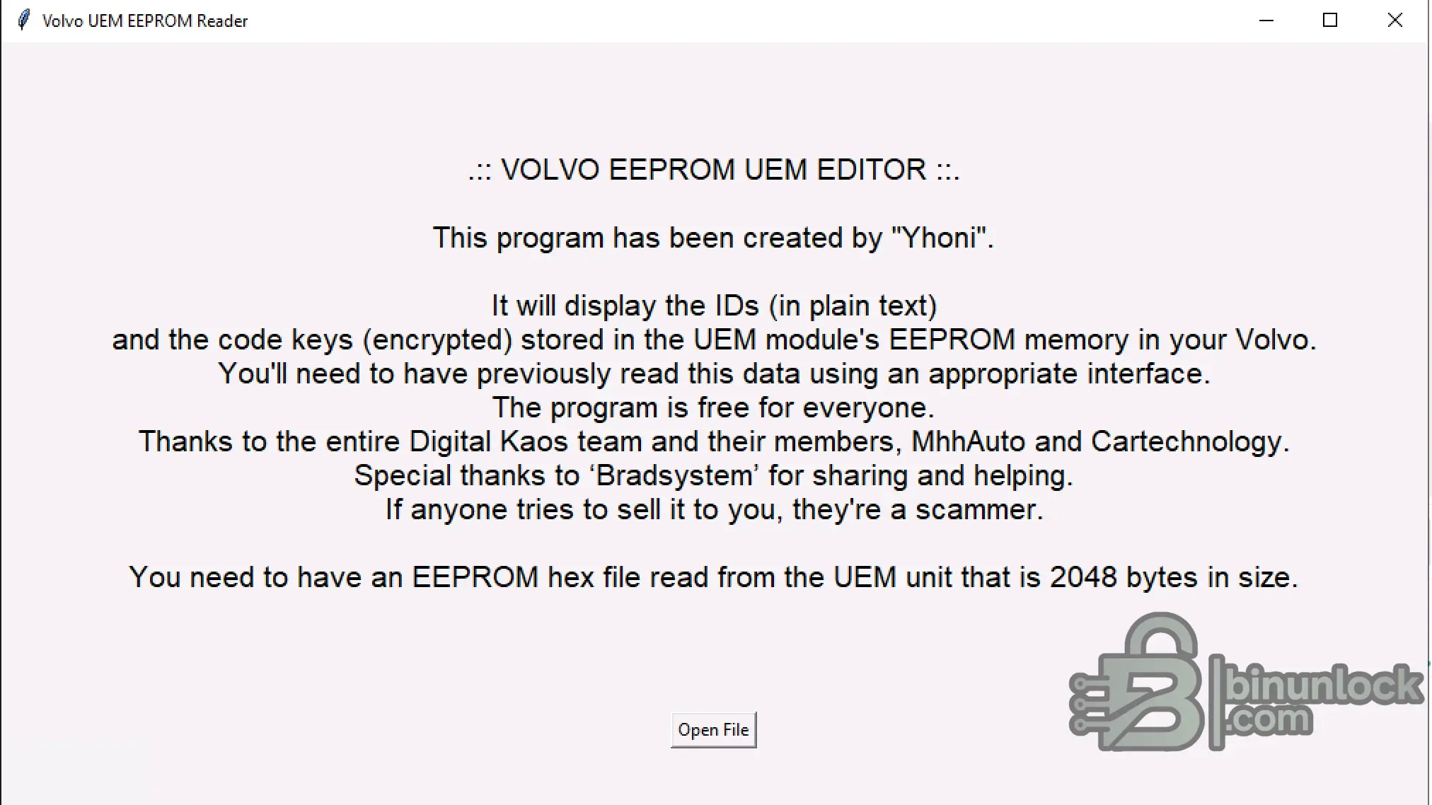 Volvo UEM EEPROM Reader Key Code screenshot