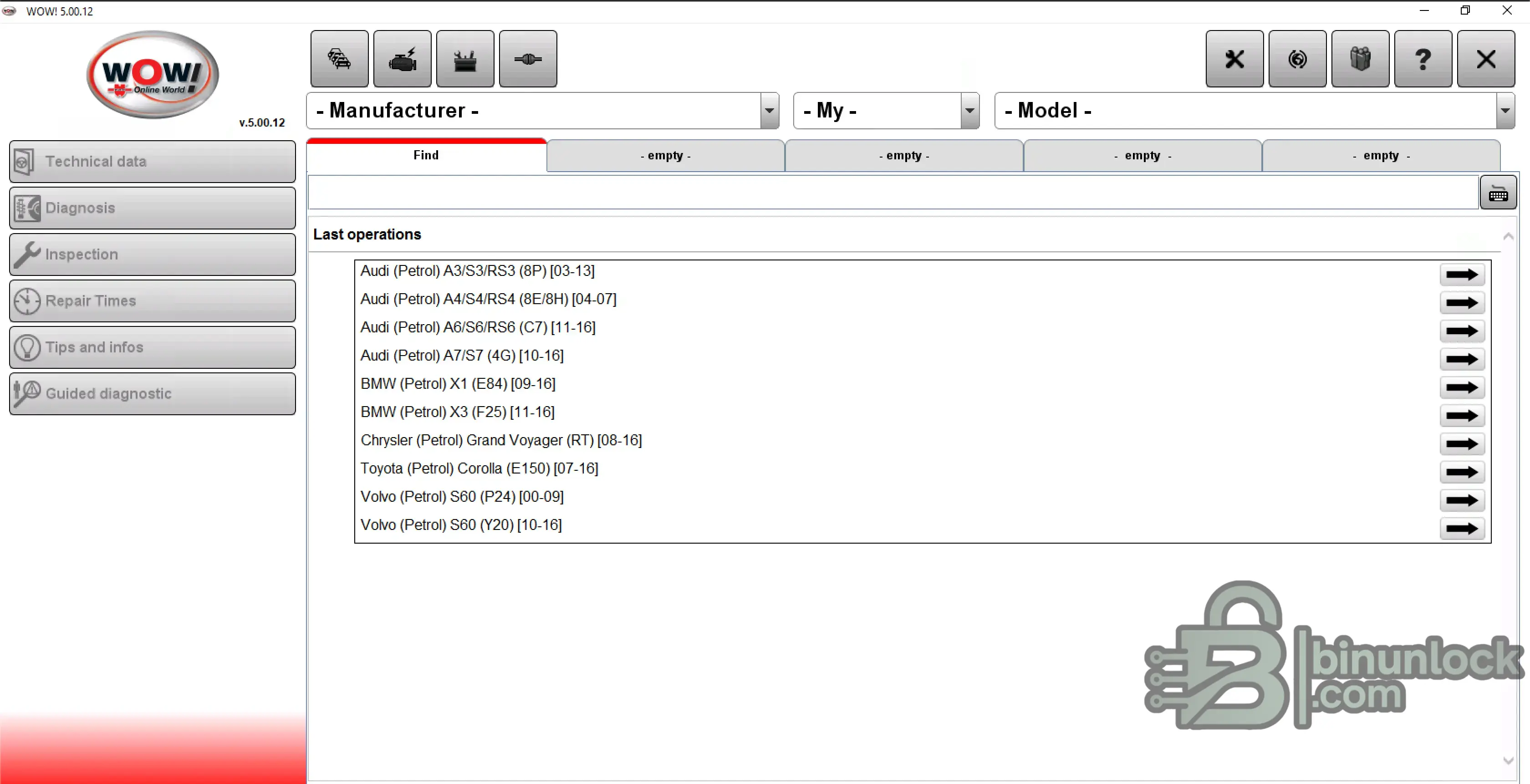 Wurth WOW Multibrand Workshop Diagnostics 5.00.12 diagnostic screen