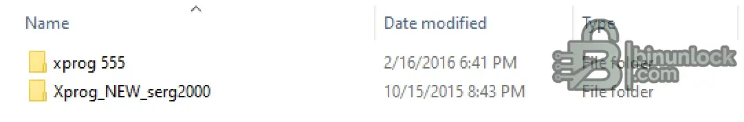 Folders from the XPROG-M v5.5.5 package, named xprog 555 and Xprog_NEW_serg2000.