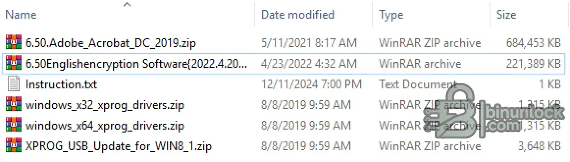 X-PROG file screen