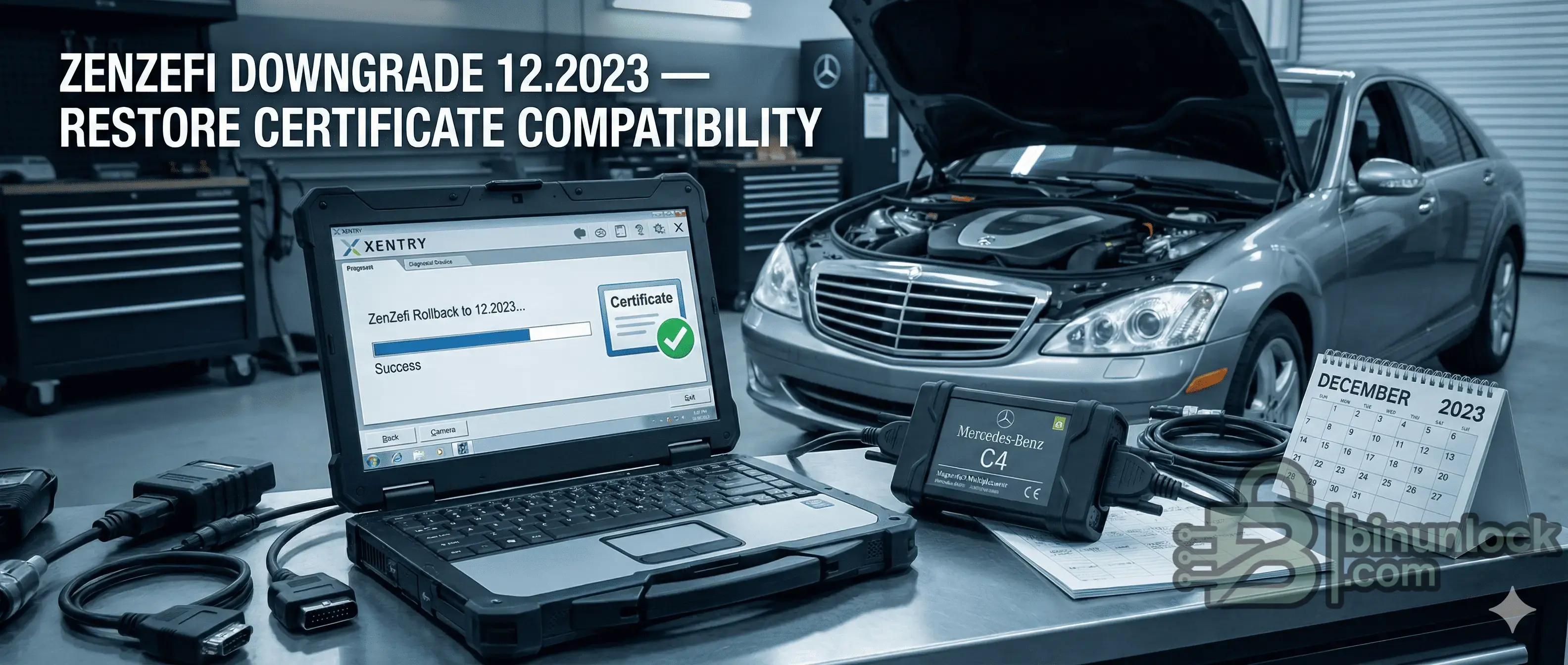 ZenZefi downgrade 12.2023 for Mercedes-Benz XENTRY diagnostics — fix “no valid certificate” error, restore P12/PKCS12 DCS certificate import, trusted root and intermediate chain, Root CA and Backend CA compatibility, TLS handshake error fix, XENTRY authorization certificate error, XENTRY connectivity certificate update, OpenShell certificate bundle, PassThru online certificate, Daimler After-Sales certificate pack, certmgr.msc Windows certificate import guide, XENTRY online content download fix.